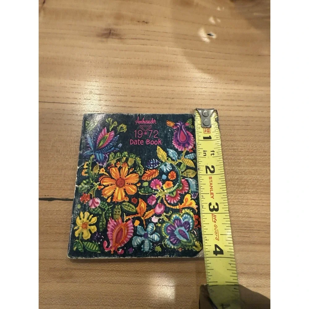 Ambassador 1972 Date Book Mini Calendar Floral Cover 3.25x4